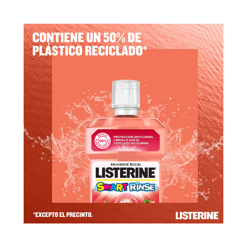 LISTERINE Enjuague bucal pra niños de + de 6 años, con sabor a frutos rojos LISTERINE Smart rinse 500 ml.