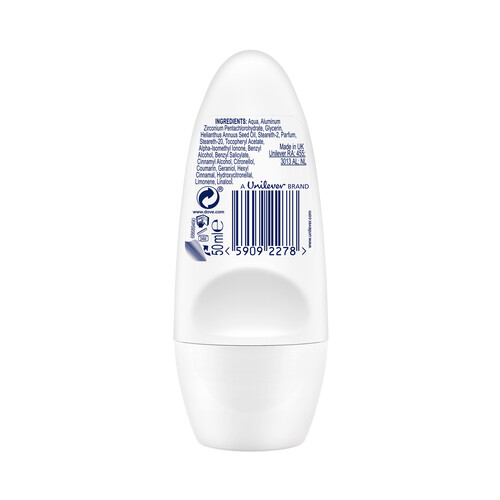 DOVE Invisible dry Desodorante roll on para mujer antitranspirante hasta 48 horas 50 ml.