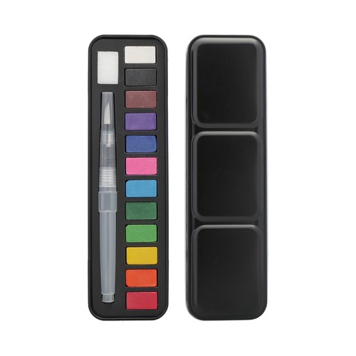 Estuche de acuarelas 12 colores con pincel rellenable. ALCAMPO