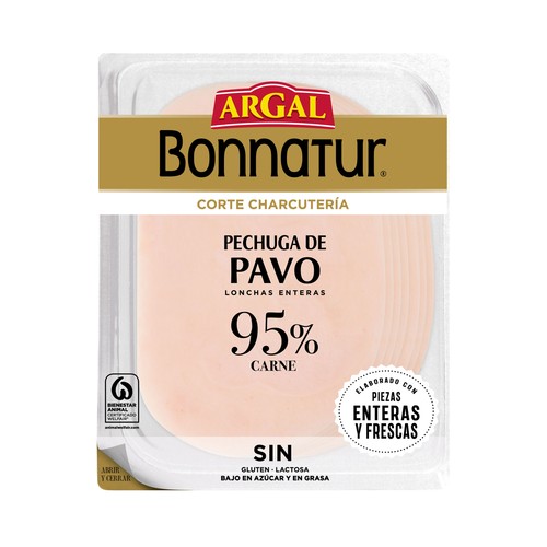ARGAL Bonnatur Corte charcuteria Pechuga de pavo cortada en lonchas enteras 115 g.