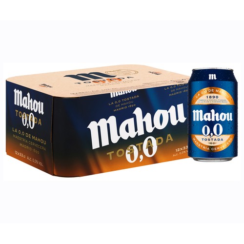 Cervezas tostadas 0,0 % alcohol MAHOU Pack 12 latas x 33 cl.