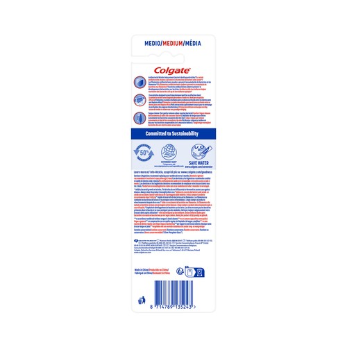 COLGATE Zig zag Cepillo de dientes medio, con filamentos cruzados y cuello flexible 3 uds.