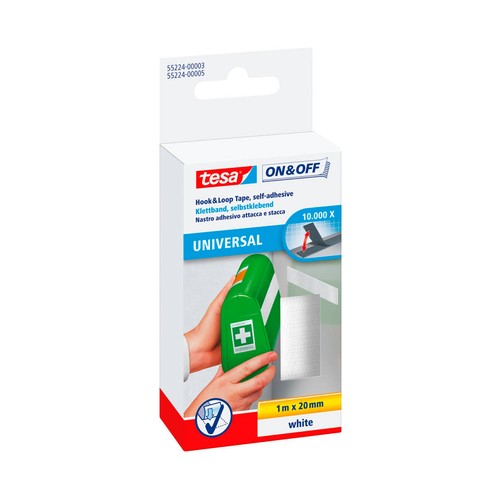 Cinta doble cara 1m:20mm, doble cara, color blanco, TESA TAPE.