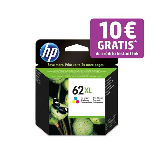Cartucho de tinta original HP 62XL C2P07AE, tricolor..