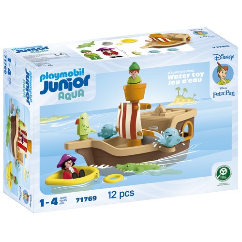PLAYMOBIL Junior Aqua 71769, Disney: El barco pirata de Peter Pan, 12 pcs +1 Año