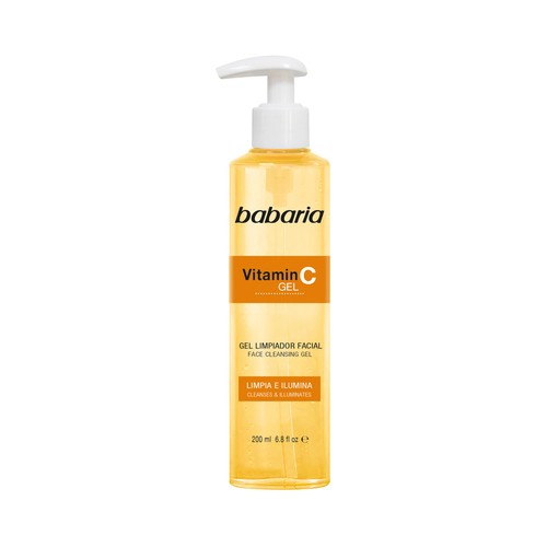 BABARIA Vitamin C Gel limpiadro facial, que desmaquilla e ilumina tu rostro 200 ml.