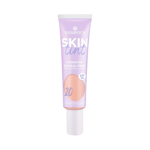ESSENCE Skin tint tono 20 Tinte para piel hidratante, cobertura ligera a media y FPS 30.