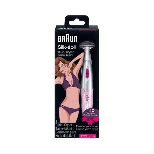 Lápiz recortador para retoques BRAUN Silk-épil FG1100, cabezal de precisión, 2 peines, válido para cejas.