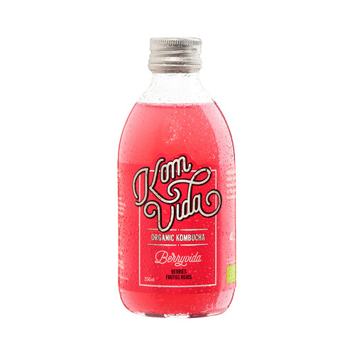 Kombucha (bebida a partir de té) ecológica frutos rojos KOMVIDA 250 ml.