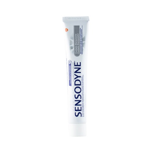 SENSODYNE Pasta de dientes blanqueante con flúor, para dientes sensibles SENSODYNE Cuidado blanqueante 75 ml.