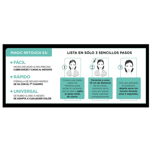 L´ORÉAL PARIS Magic retouch Tono 6 castaño caoba Spray retocador de raices con cobertura temporal e instantánea de las canas.