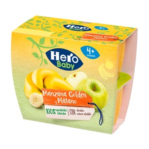 Imagen de HERO Baby Tarrito de fruta (manzana Golden y plátano) a partir de 4 meses 4 x 100 g.