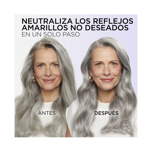 L´ORÉAL PARIS Cool silver tono blanco puro Tratamiento matizador gris platino.
