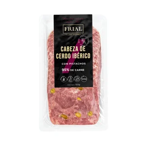 FRIAL Cabeza de cerdo ibérico con pistachos, cortado en lonchas FRIAL 150 g.