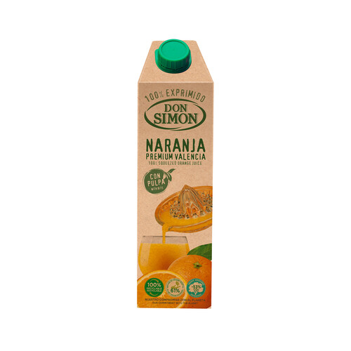 Zumo exprimido de naranja con pulpa DON SIMÓN brick de 1 l.