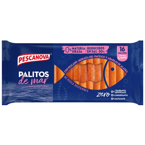 PESCANOVA Palitos de mar reducidos en sal PESCANOVA 16 uds. 305 g.