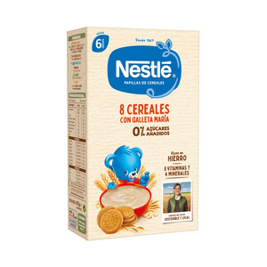 Imagen de NESTLÉ Papilla de 8 cereales con galleta Maria y sin azúcares añadidos, a partir de 6 meses 475 g.