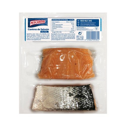 PESCANOVA Centros de salmón, ultracongelados y envasados al vacio 2 uds, 250 g.