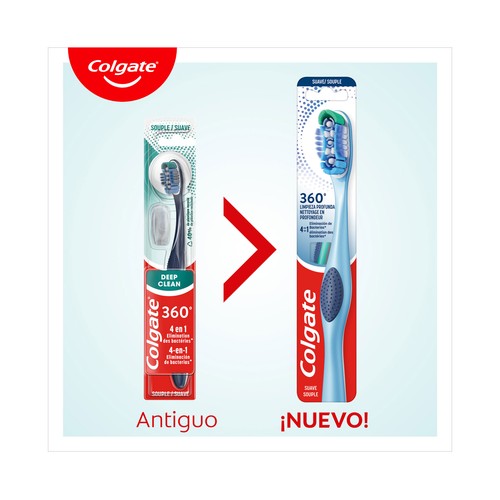 COLGATE 360º Deep clean Cepillo de dientes suave, para limpieza interdental y de encías.