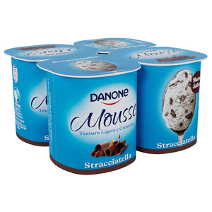 DANONE Mousse de stracciatella de textura ligera y cremosa DANONE 4 x 65 g.