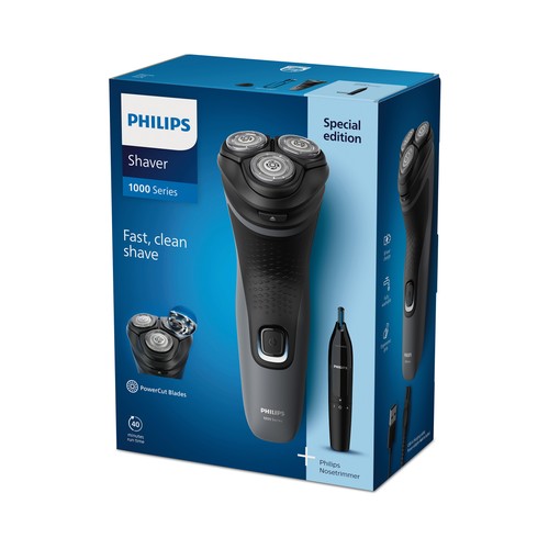 Afeitadora eléctrica PHILIPS S1142/02, cabezales flexibles, resistente al agua..