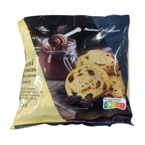 PRODUCTO ALCAMPO Collection Mini tostas con pasas y miel 120 g.