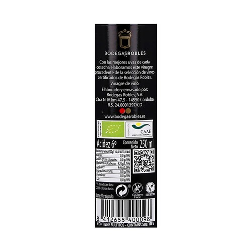 PEDRO XIMENEZ 1927 Vinagre ecológico PEDRO XIMÉNEZ 1927 250 ml