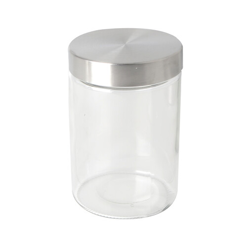 Bote de vidrio con tapa de acero inoxidable, 1,2 litros, ACTUEL.