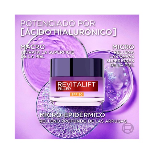 L´ORÉAL PARIS Revitalift filler Neceser con sérum rellenador y crema de día rellenadora con FPS 50 y ácido Hialurónico.