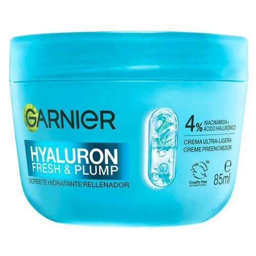GARNIER Hyaluron fresh & plump Crema ultra ligera, hidratante y rellenadora 85 ml.