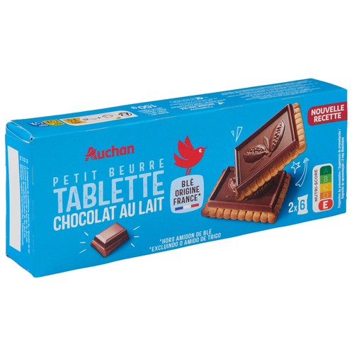 Galletas de mantequilla con tableta de chocolate con leche PRODUCTO ALCAMPO 150 g.