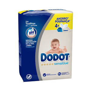 DODOT Toallitas húmedas para bebé sin perfume DODOT Sensitive 4 x 54 uds.