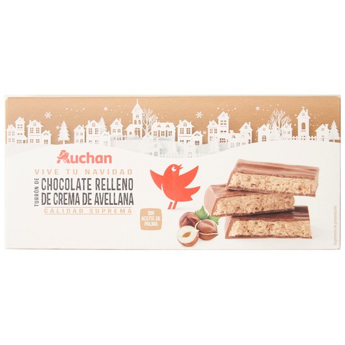 PRODUCTO ALCAMPO Turrón de chocolate relleno de crema de avellana 200 g.