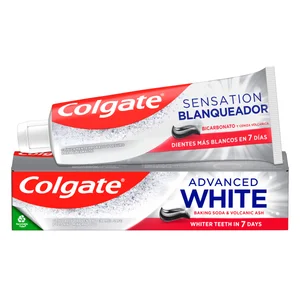 COLGATE Sensation blanqueador Pasta de dientes blanqueadora con bicarbonato y ceniza volcánica 75 ml.