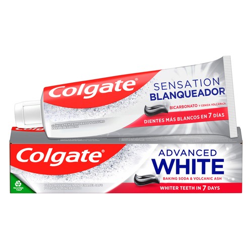 COLGATE Sensation blanqueador Pasta de dientes blanqueadora con bicarbonato y ceniza volcánica 75 ml.