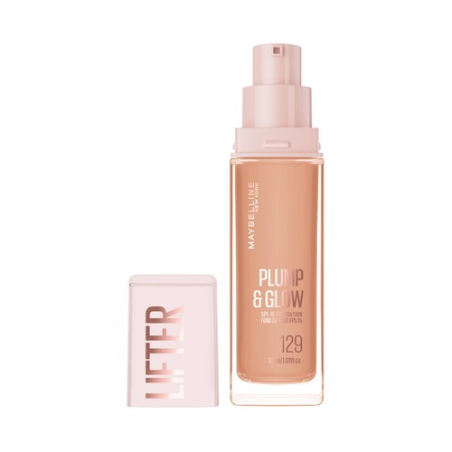 MAYBELLINE Lifter plump & glow tono 129 Base de maquillaje fundente con FPS 15.