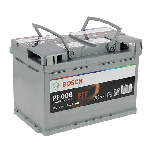 Batería de coche 70Ah EFB PE008, arranque 760A, 12V BOSCH.