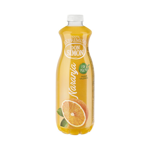 Zumo refrigerado exprimido de naranja con pulpa DON SIMÓN botella de 1 l.