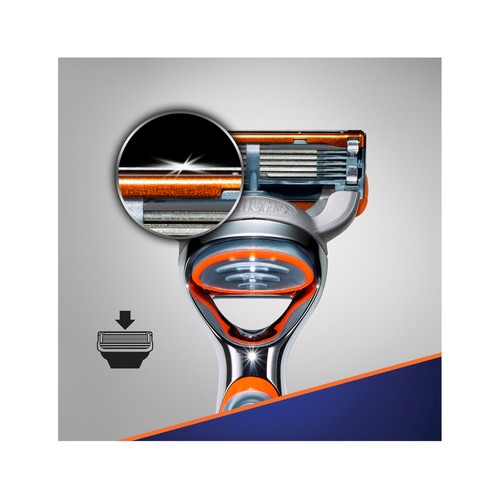 GILLETTE Cuchilla de afeitar recargable con cabezal vibrador de cinco hojas GILLETTE Fusion 5 power.