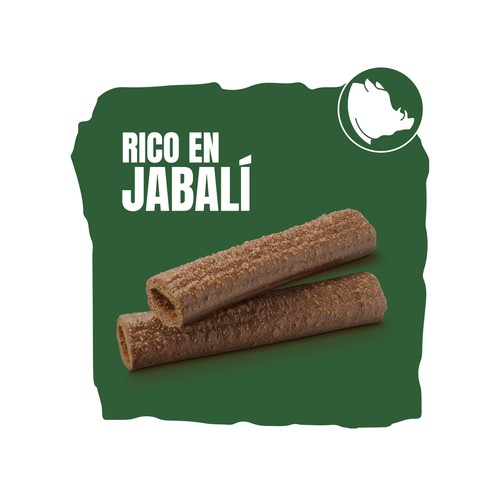 PURINA Adventuros Snacks para perros con sabor a jabalí, ricos en carne y bajos en grasas 90 g.