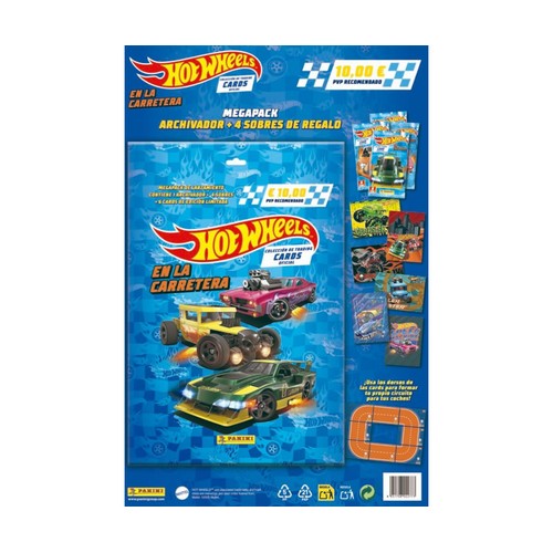 Hot Wheels Megapack - Álbum de 4 sobres y 6 cartas de edición limitada, PANINI.