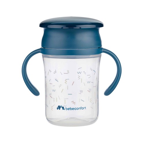 BEBECONFORT Vaso antivuelco 360º, de 280ml., color azul.