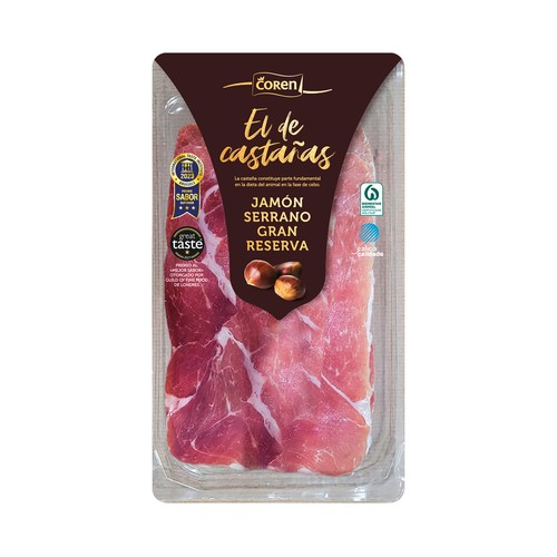 COREN Jamón serrano gran reserva, sin gluten, cortado en lonchas 100 g.