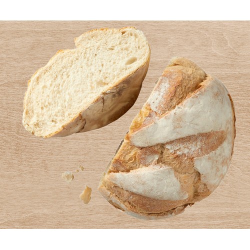 Hogaza de pan cortada con masa madre de Fabricación Propia 400 g.