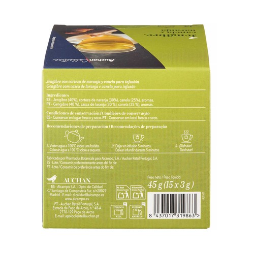 PRODUCTO ALCAMPO Collection Infusión de jengibre, canela y naranja 15 uds. 45 g.