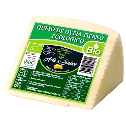 ARTE & SABOR Bio Queso de oveja tierno ecológico, cuña de 250 g.
