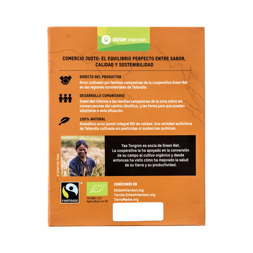 INTERMÓN OXFAM Arroz integral jazmín hom mali ecológico INTERMÓN OXFAM TIERRA MADRE 500 g.