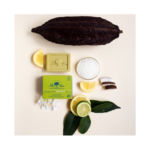 DR. TREE Champú sólido hidratante 2 en 1 para cabellos teñidos, encrespados o decolorados DR. TREE 75 g.