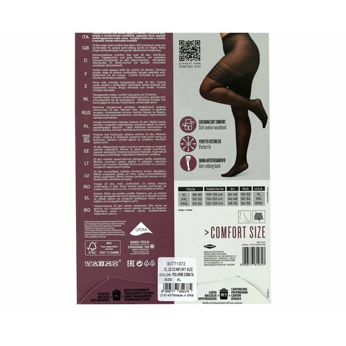 Panty transparente mate cómodo con fibra de Lycra, 20den, POMPEA, color polvere, talla 3XL.
