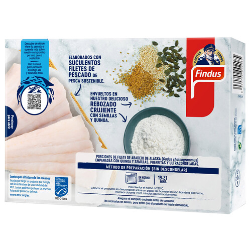 FINDUS Filetes de pescado de pesca sostenible (MSC) empanados con 4 semillas y quinoa FINDUS 250 g.